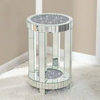 Table d'appoint ronde haute en verre miroir