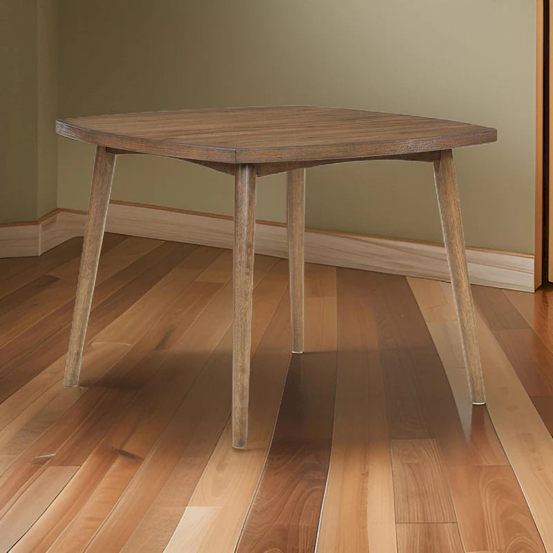 Summit 40 Inch Dining Table, Square Top, Rounded Edges, Wood Frame, Brown