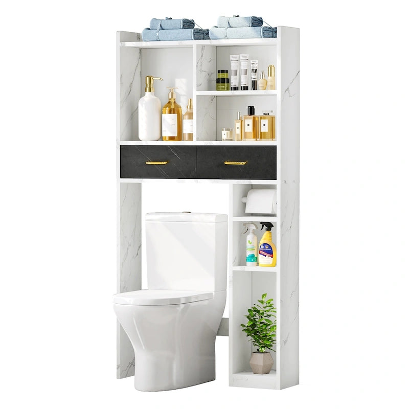 Meuble de rangement de salle de bain Moasis à placer au-dessus des toilettes avec tiroirs et étagères