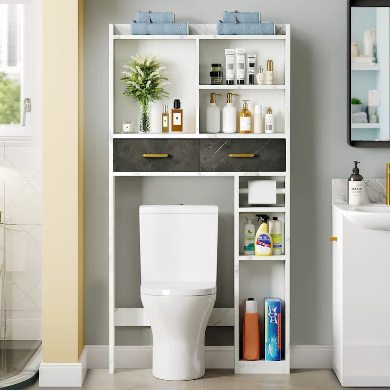 Meuble de rangement de salle de bain Moasis à placer au-dessus des toilettes avec tiroirs et étagères