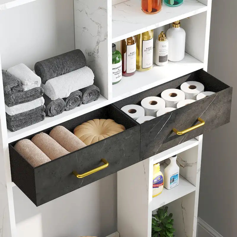 Meuble de rangement de salle de bain Moasis à placer au-dessus des toilettes avec tiroirs et étagères