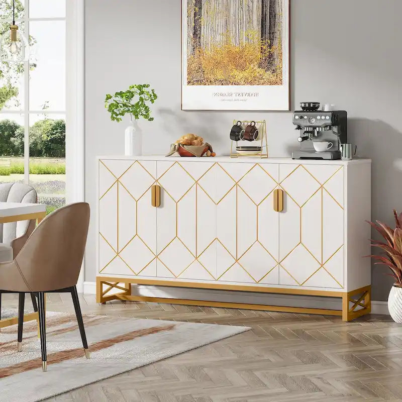 Buffet de cuisine/salle à manger moderne à 4 portes avec étagère réglable