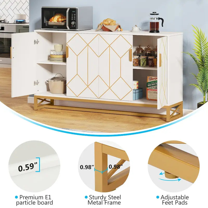 Buffet de cuisine/salle à manger moderne à 4 portes avec étagère réglable