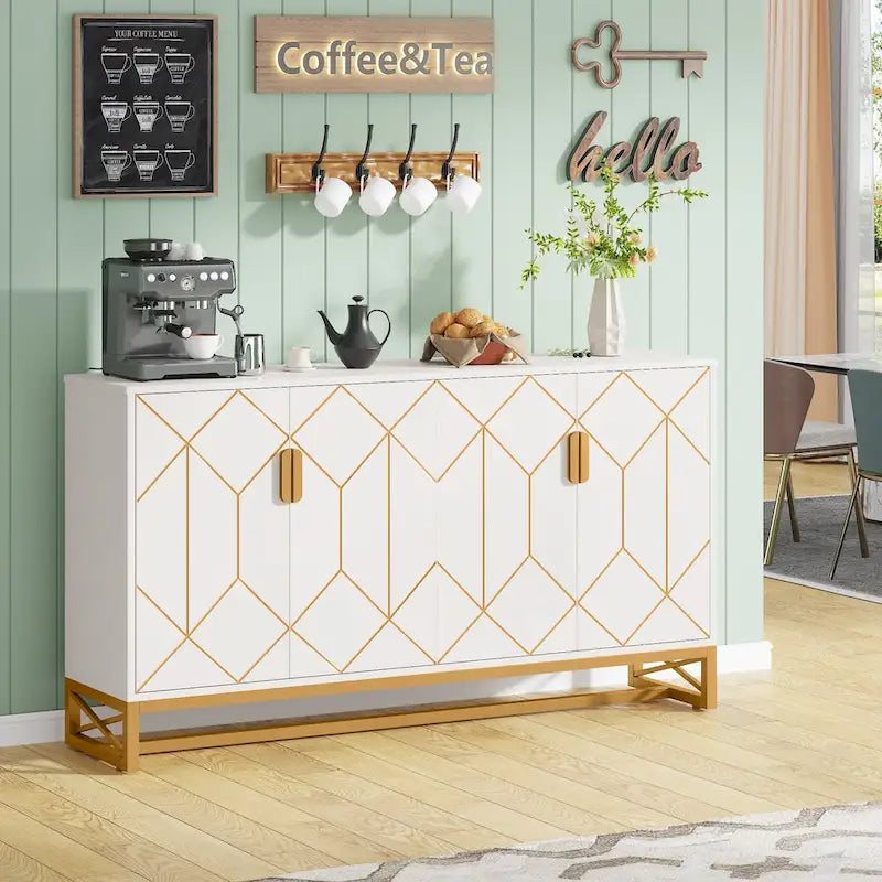 Buffet de cuisine/salle à manger moderne à 4 portes avec étagère réglable