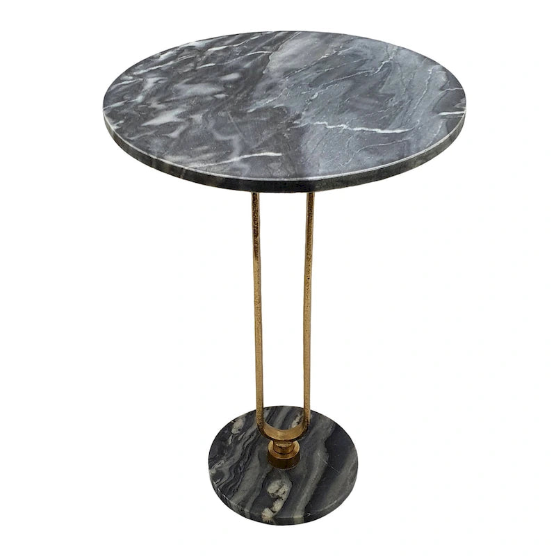 Table basse ovale Alexus en marbre cuit à la vapeur A&B Home - Noir/Or