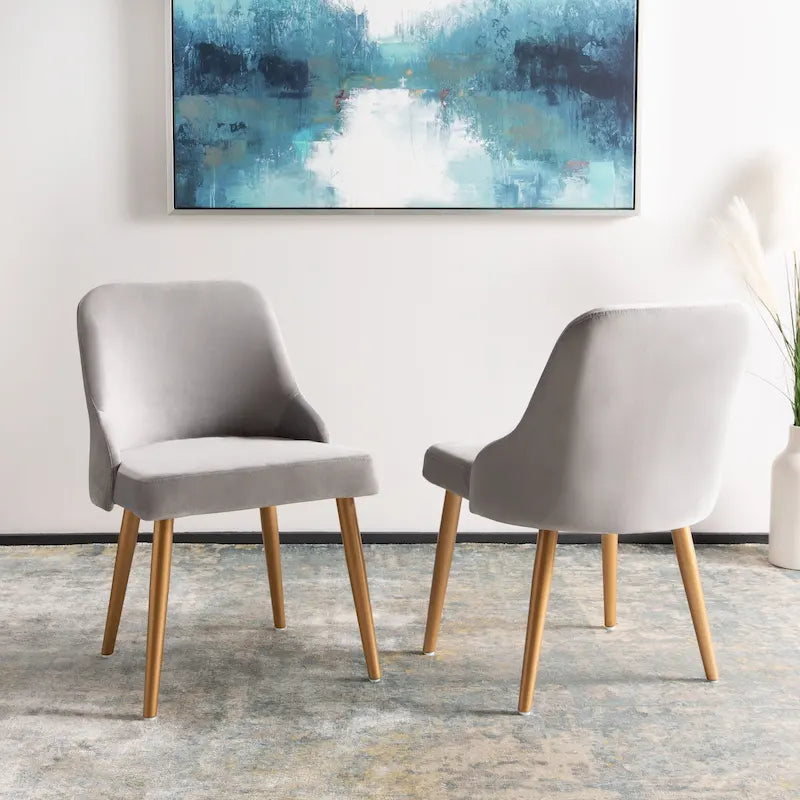 Chaise de salle à manger rembourrée SAFAVIEH Nobie 18.3 - Gris/Or (Lot de 2) - 21 x 22 x 31 - 21Lx22Px31H