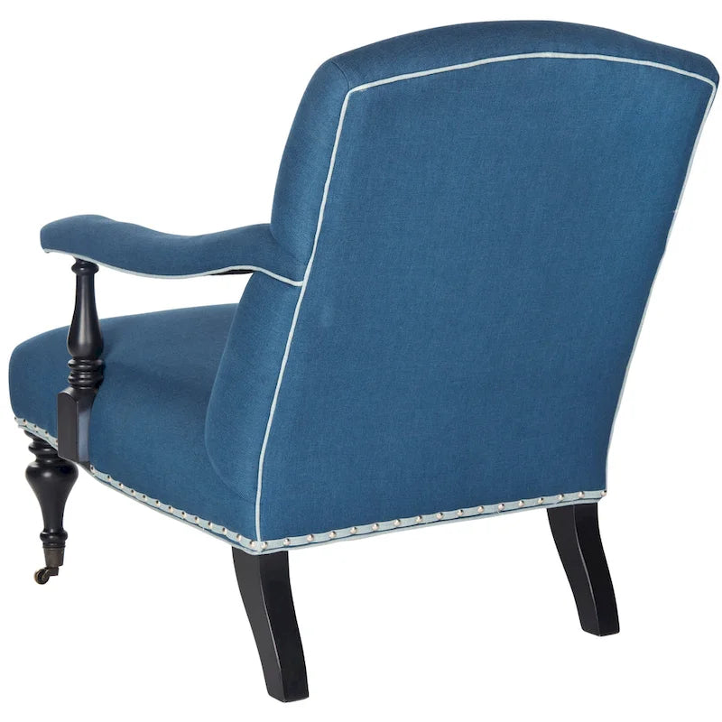 SAFAVIEH Kassie Steel Blue Arm Chair - 27.6 x 36.8 x 35 - 28Wx37Dx35H
