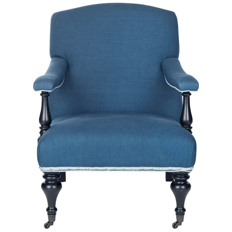 SAFAVIEH Kassie Steel Blue Arm Chair - 27.6 x 36.8 x 35 - 28Wx37Dx35H