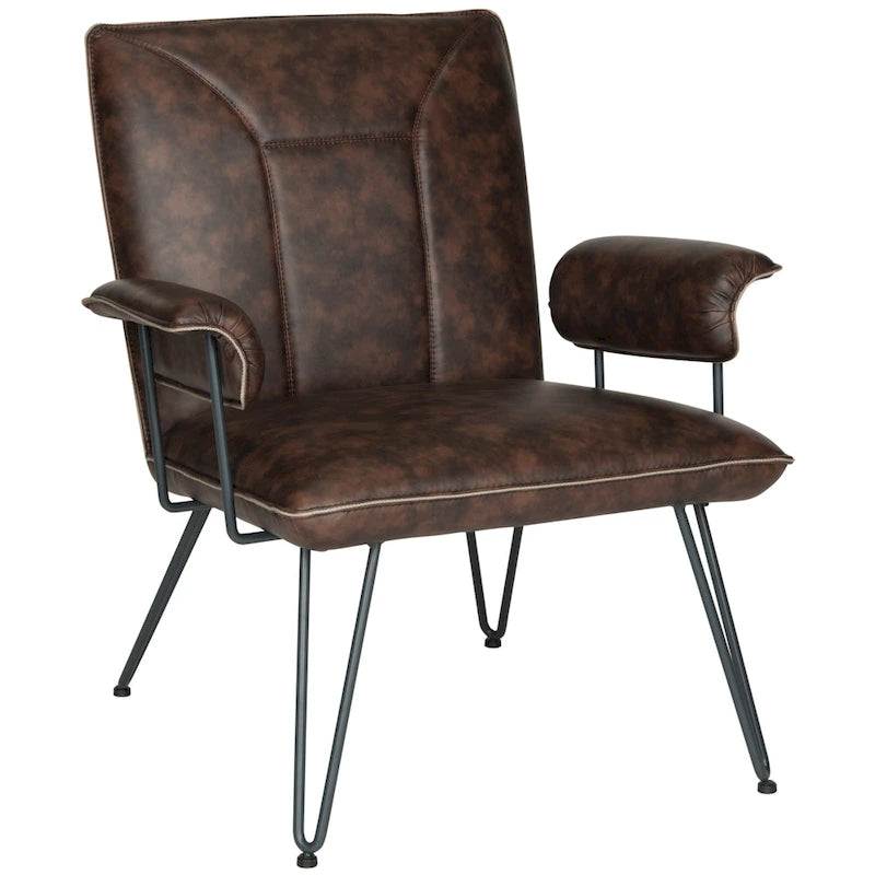 SAFAVIEH Idamae Mid-Century Modern Faux Leather Arm Chair - 29Wx28Dx33H