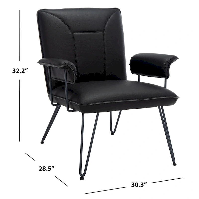 SAFAVIEH Idamae Mid-Century Modern Faux Leather Arm Chair - 29Wx28Dx33H