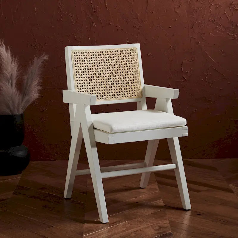 SAFAVIEH Couture Maiju Rattan Arm Chair - 21 In. W x 23 In. D x 34 In. H - 21Wx23Dx34H