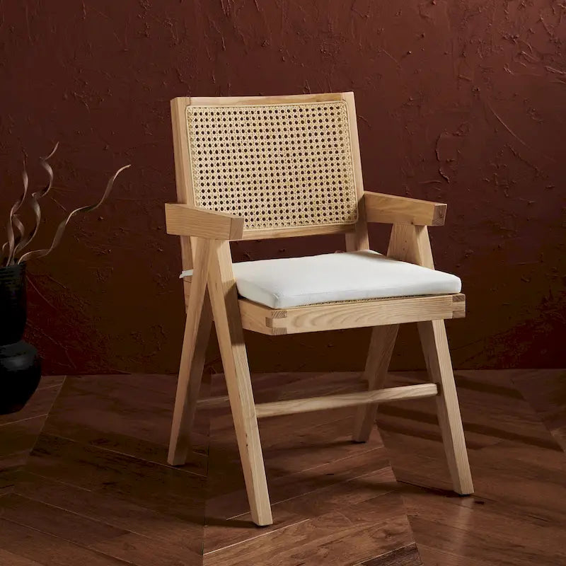 SAFAVIEH Couture Maiju Rattan Arm Chair - 21 In. W x 23 In. D x 34 In. H - 21Wx23Dx34H