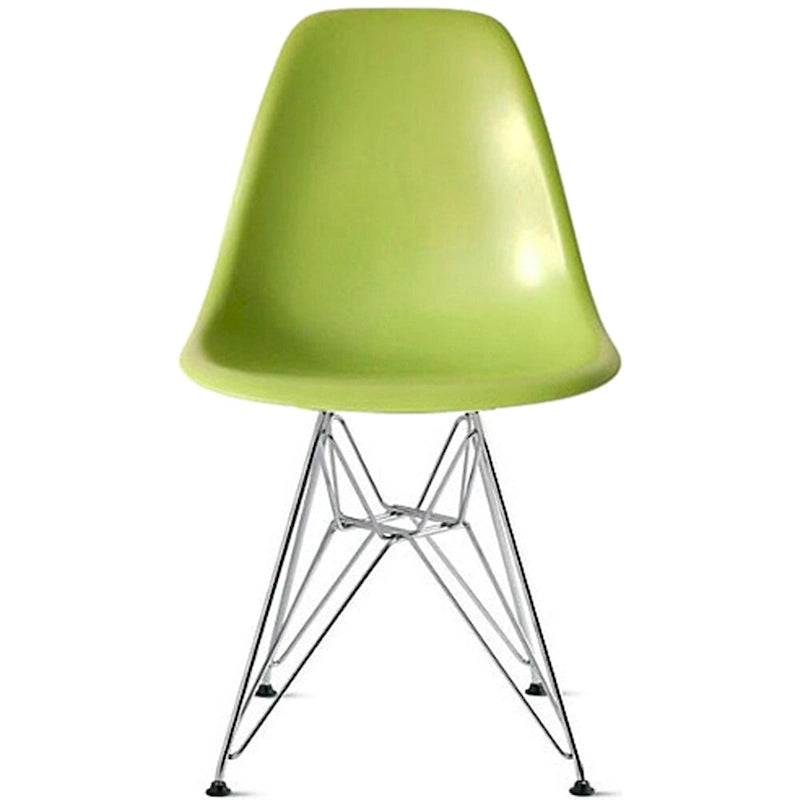Chaises design en plastique Pieds filaires chromés argentés Rétro Salle à manger Accents Coque moulée Bureau Travail Base chromée Cuisine