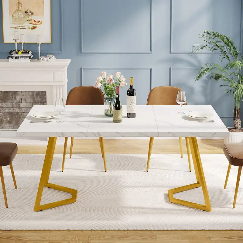 Rectangular Dining Room Table, 55 Inches Small Kitchen Table