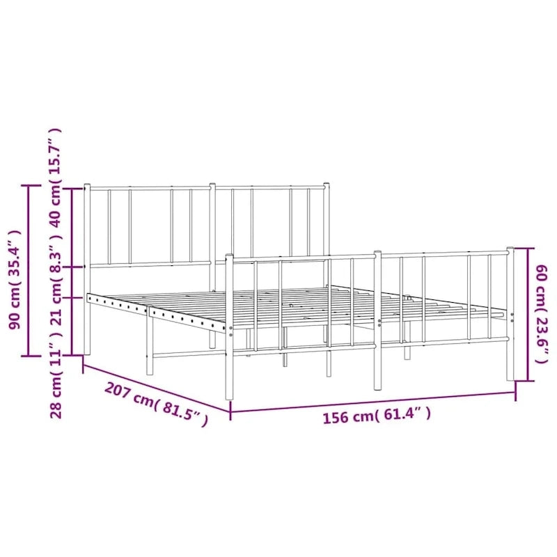 vidaXL Cadre de lit métallique avec tête de lit, sans matelas