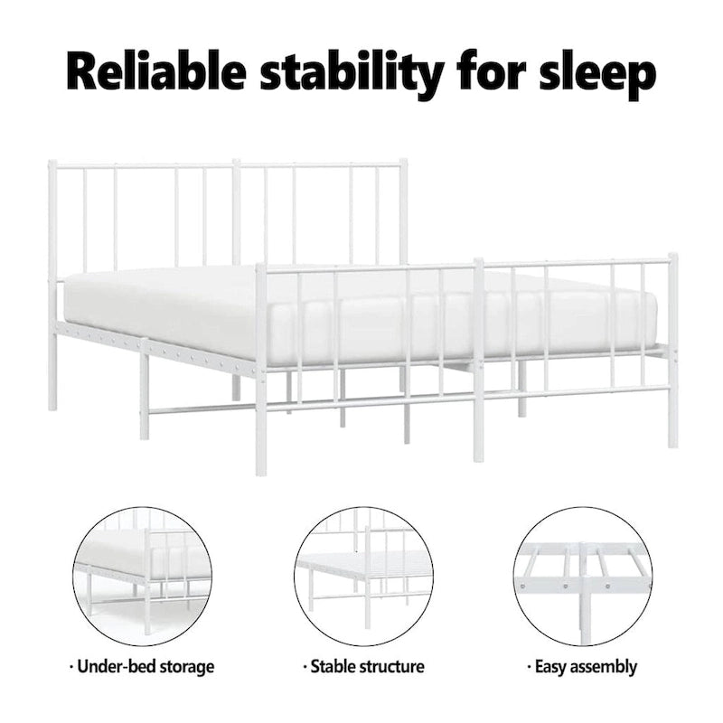 vidaXL Cadre de lit métallique avec tête de lit, sans matelas