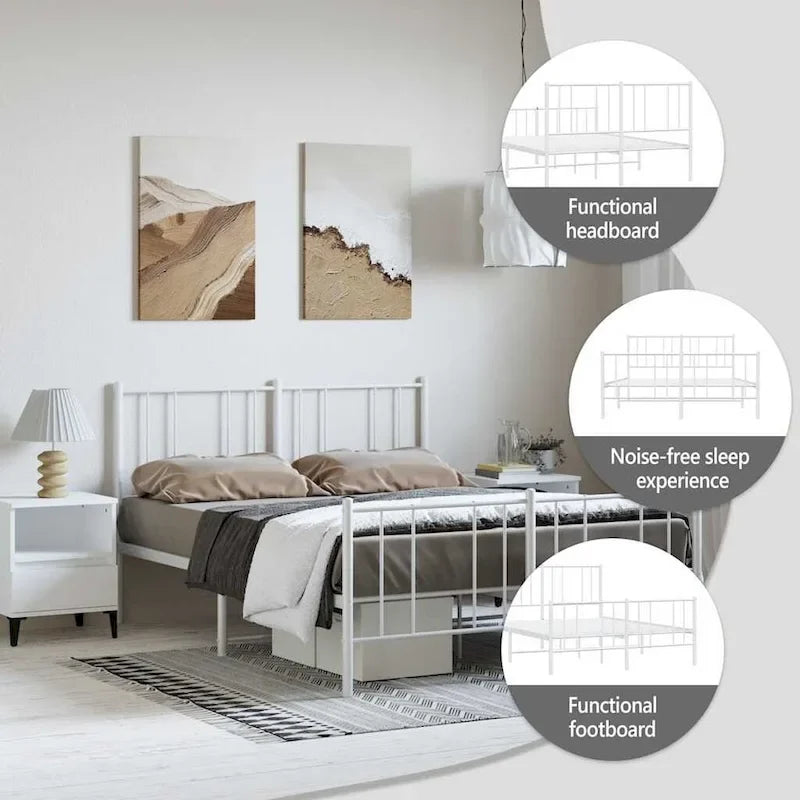 vidaXL Cadre de lit métallique avec tête de lit, sans matelas