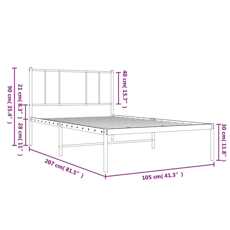 vidaXL Cadre de lit métallique avec tête de lit, sans matelas