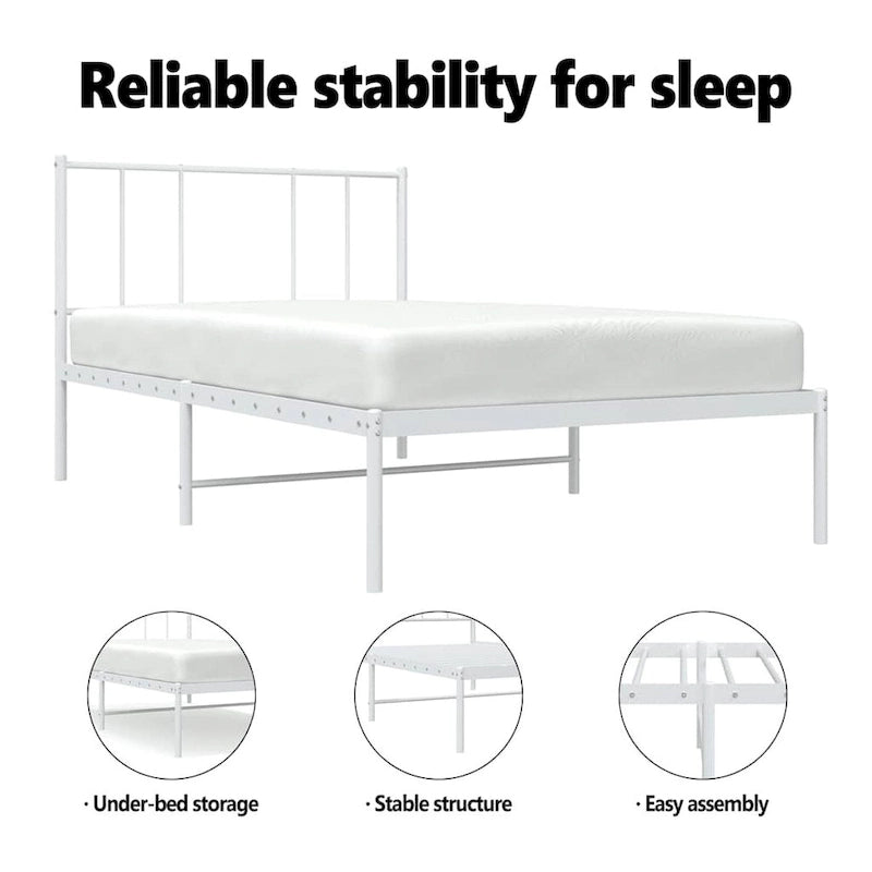 vidaXL Cadre de lit métallique avec tête de lit, sans matelas