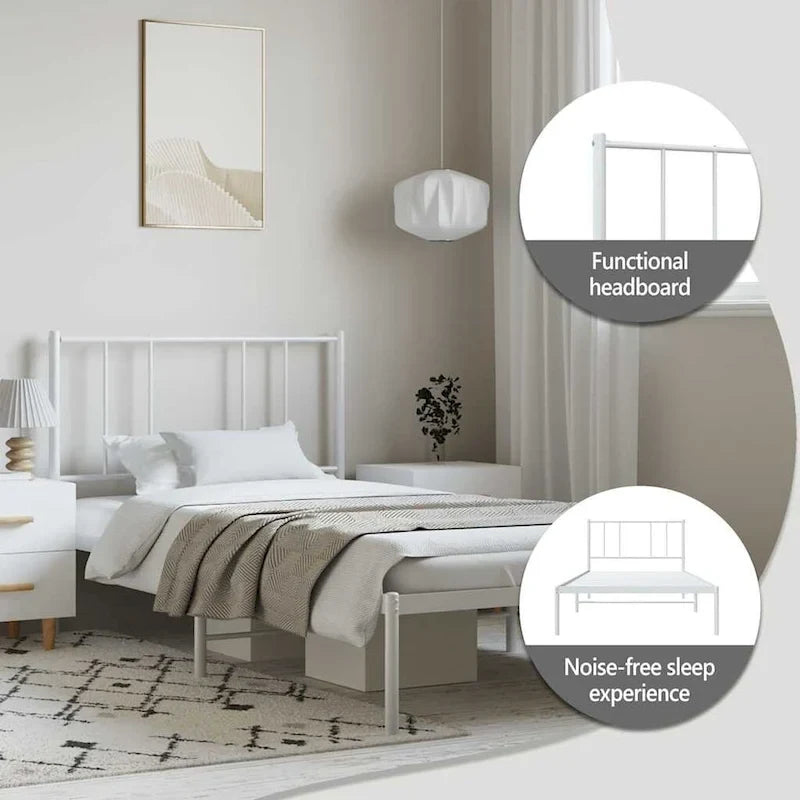 vidaXL Cadre de lit métallique avec tête de lit, sans matelas