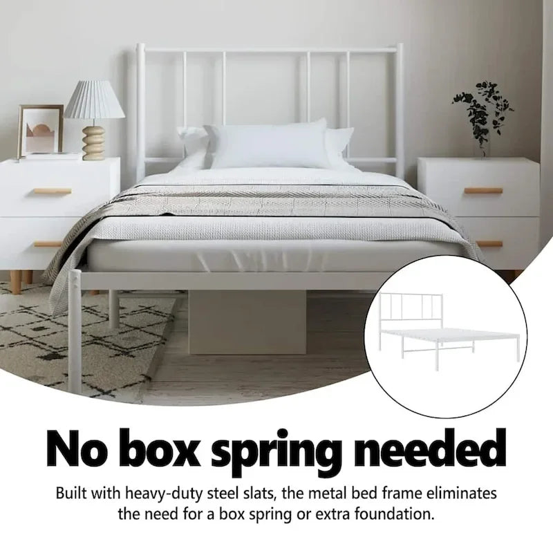 vidaXL Cadre de lit métallique avec tête de lit, sans matelas