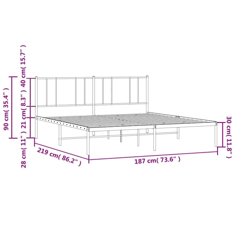 vidaXL Cadre de lit métallique avec tête de lit, sans matelas