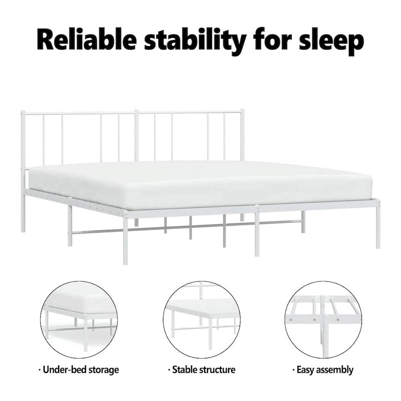 vidaXL Cadre de lit métallique avec tête de lit, sans matelas