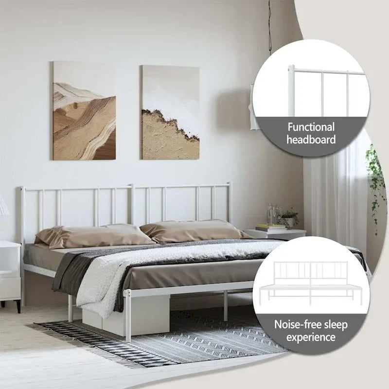 vidaXL Cadre de lit métallique avec tête de lit, sans matelas