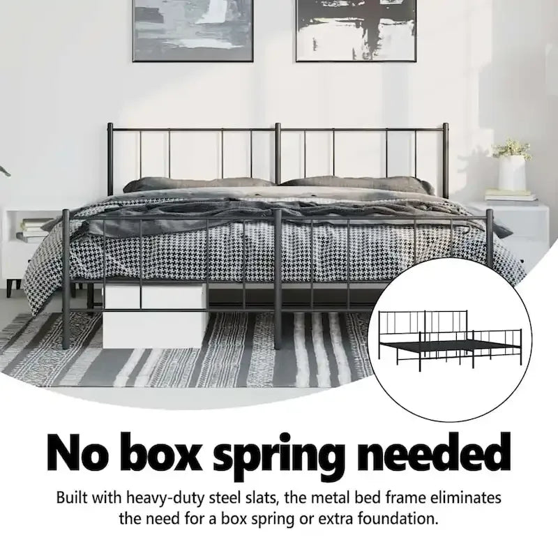 vidaXL Cadre de lit métallique avec tête de lit, sans matelas