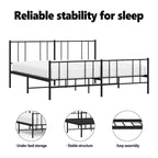 vidaXL Cadre de lit métallique avec tête de lit, sans matelas