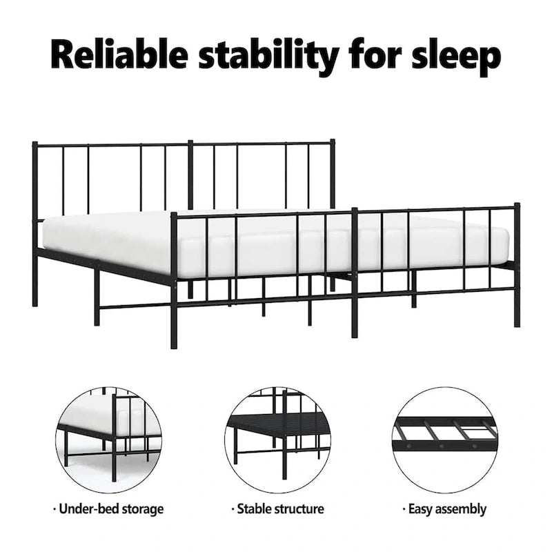 vidaXL Cadre de lit métallique avec tête de lit, sans matelas