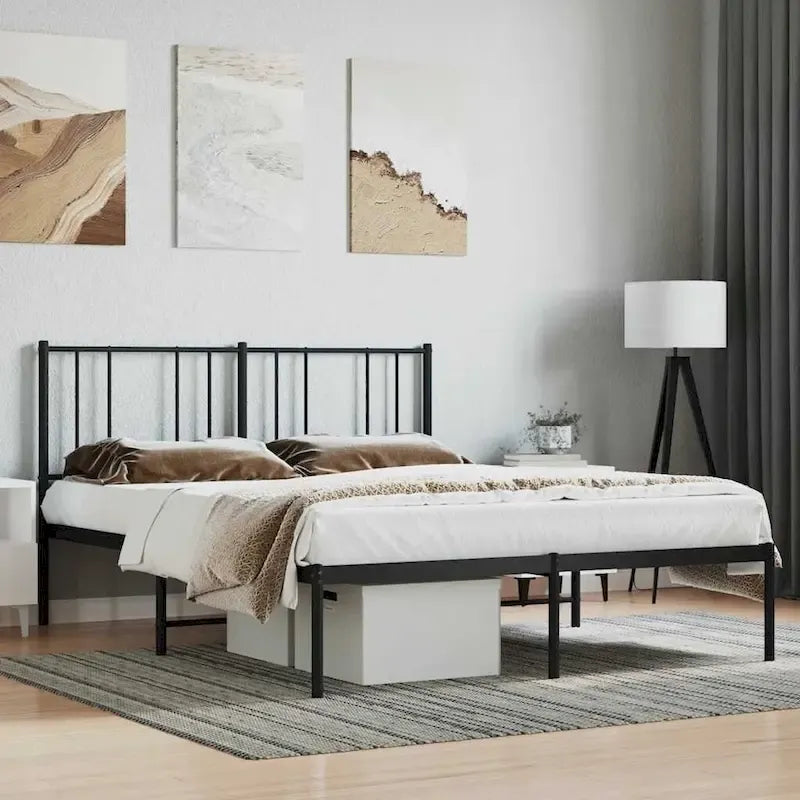 vidaXL Cadre de lit métallique avec tête de lit, sans matelas