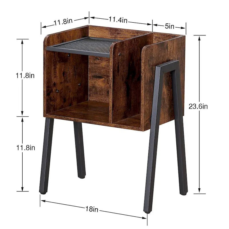 VECELO Lot de 2 tables de chevet industrielles avec étagères de rangement, Marron