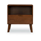 27 Brown One Drawer Nightstand with Bronze Pulls