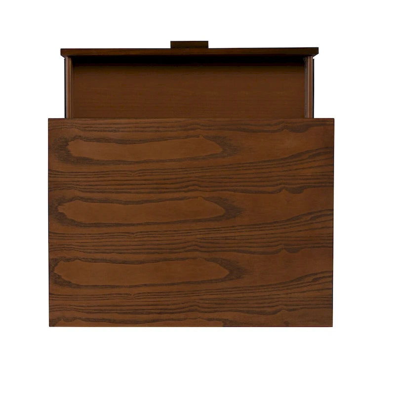 27 Brown One Drawer Nightstand with Bronze Pulls