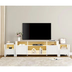 Meuble TV LED pour téléviseur de 75 pouces, meuble console TV moderne avec armoire
