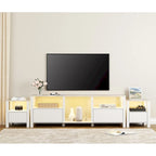 Meuble TV LED pour téléviseur de 75 pouces, meuble console TV moderne avec armoire