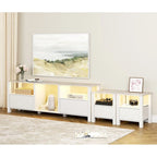 Meuble TV LED pour téléviseur de 75 pouces, meuble console TV moderne avec armoire