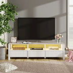 Meuble TV LED pour téléviseur de 75 pouces, meuble console TV moderne avec armoire