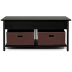 FarmHouse Lift-Top Multi Purpose Coffee Table with 2 Storage Drawers Bins