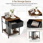 Costway Lot de 2 tables de chevet à 2 niveaux avec tiroir, 40,6 x 40,6 x 53,3 cm (L x l x H)