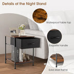 Costway Lot de 2 tables de chevet à 2 niveaux avec tiroir, 40,6 x 40,6 x 53,3 cm (L x l x H)
