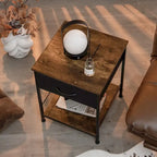 Costway Lot de 2 tables de chevet à 2 niveaux avec tiroir, 40,6 x 40,6 x 53,3 cm (L x l x H)