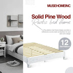 MUSEHOMEINC Cadre de lit plateforme rustique en pin massif 12 lattes, blanchi à la chaux, King - Blanchi à la chaux