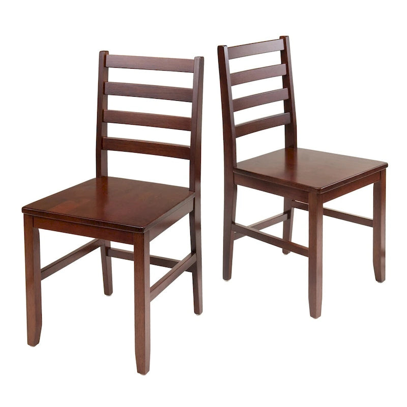 2-Pc Ladder-back Chair Set, Walnut - 16.54 x 18.63 x 34.65 inches