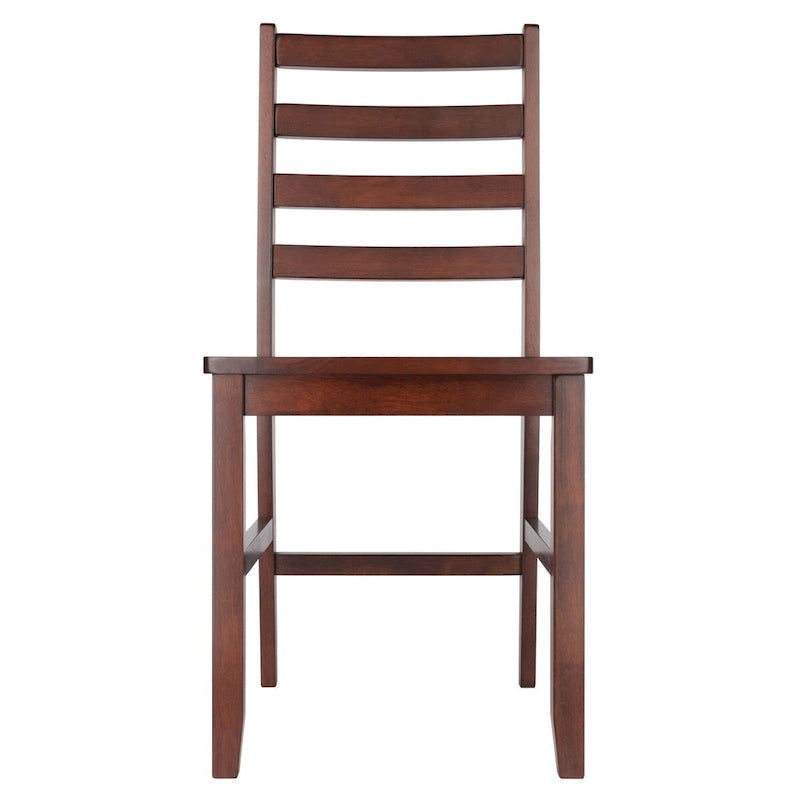 2-Pc Ladder-back Chair Set, Walnut - 16.54 x 18.63 x 34.65 inches
