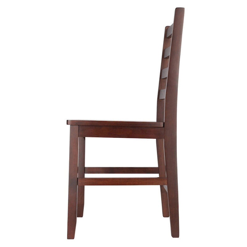 2-Pc Ladder-back Chair Set, Walnut - 16.54 x 18.63 x 34.65 inches