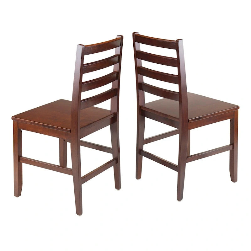 2-Pc Ladder-back Chair Set, Walnut - 16.54 x 18.63 x 34.65 inches