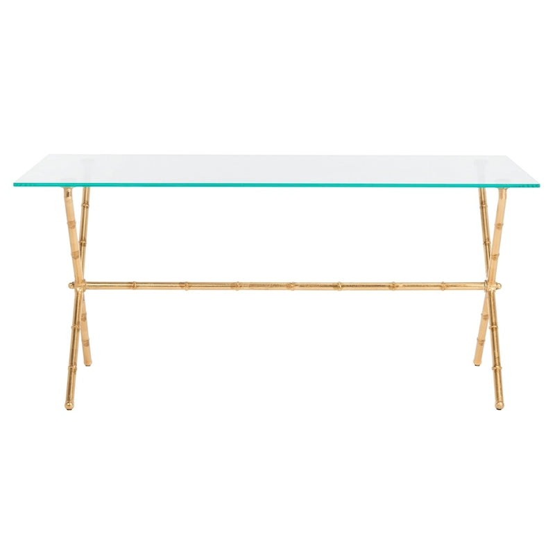 Table d'appoint SAFAVIEH Treasures Jocelyn Bronze-Argent/Dessus en verre - 37,4 x 19,7 x 17