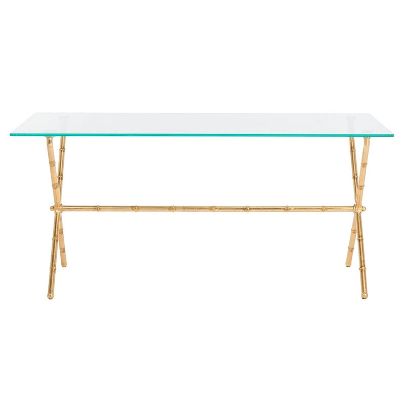 Table d'appoint SAFAVIEH Treasures Jocelyn Bronze-Argent/Dessus en verre - 37,4 x 19,7 x 17